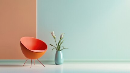 Elegant pastel interior with minimalist design.