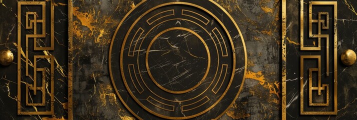 Ancient surreal meander roman, greek geometric patterns on marble. Luxurious stone designs and patterns on a rich marble background, exuding elegance and classical style