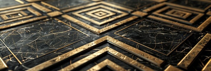 Ancient surreal meander roman, greek geometric patterns on marble. Luxurious stone designs and patterns on a rich marble background, exuding elegance and classical style - obrazy, fototapety, plakaty
