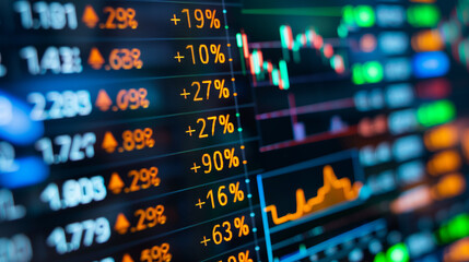 Digital Interface Illustrating Stock Market Trends and Analysis