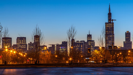 Amazing Chicago skyline in the evening 