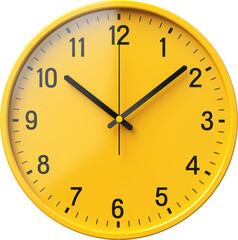 Fototapeta na wymiar yellow clock isolated on white or transparent background,transparency