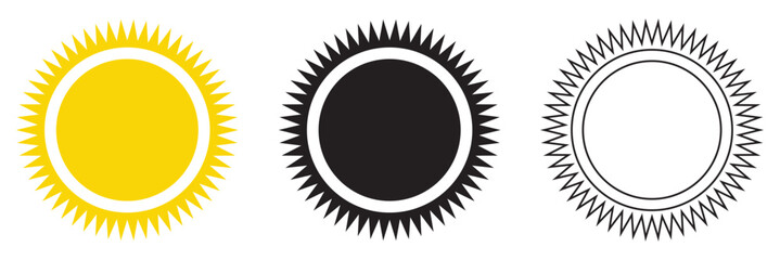 Fototapeta premium Sun icons vector isolated on white background. Shine sun ray set. Sunshine vector sign. Sunset icon collection. Abstract art. vector illustration. EPs 10