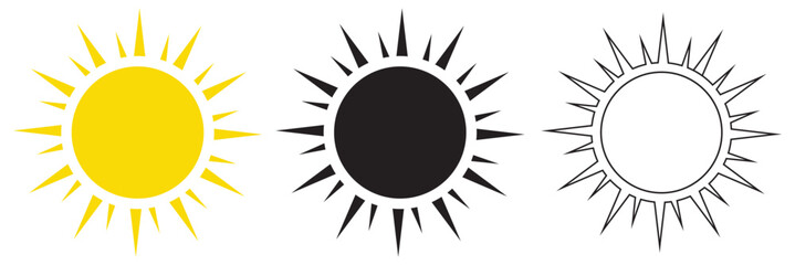 Sun icons vector isolated on white background. Shine sun ray set. Sunshine vector sign. Sunset icon collection. Abstract art. vector illustration. EPs 10