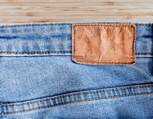 Jeans label on blue Jeans