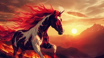 Obraz na płótnie Canvas horse on sunset background