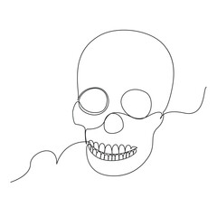 Abstract human skull Continuous single one line drawing illustration art vector design