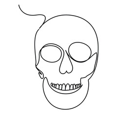 Abstract human skull Continuous single one line drawing illustration art vector design