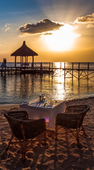 Coucher de soleil et dîner romantique sur plage mauricienne 