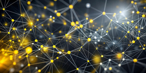 Obraz premium abstract dark grey and bold yellow virtual network technology background