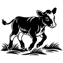 black and white cow icon Vector Illustration

