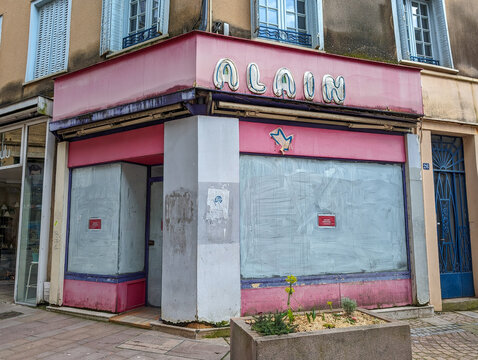 France, 30 March 2024: Abandoned Storefront Alain.