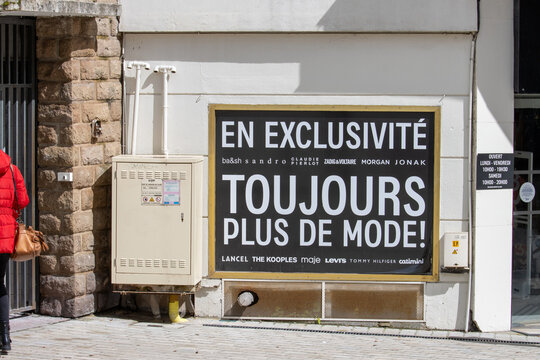 France, 30 March 2024: Advertisement for Exclusive Fashion Brands.