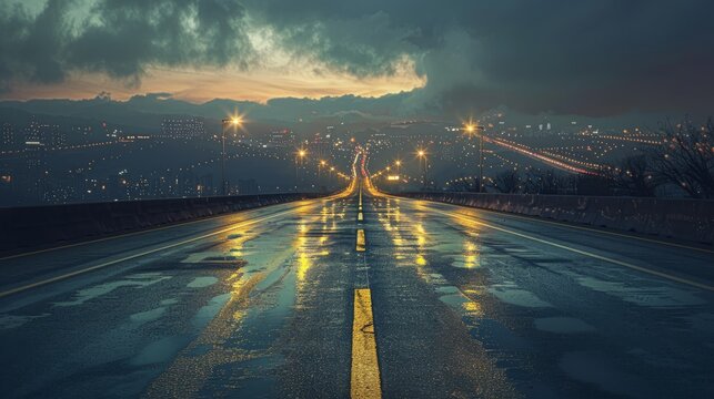 photorealistic highway on town background Generated with Ai tools