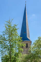 church steeple with blue sky, essen, Germany 