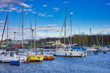 Boot und Yacht im Hafen am Cospudener See, Leipzig, Sachsen, Deutschland
