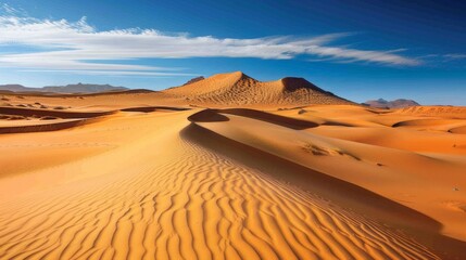 North Africa, desert, sand dunes in the Sahara. Picturesque landscape. Heat. - obrazy, fototapety, plakaty