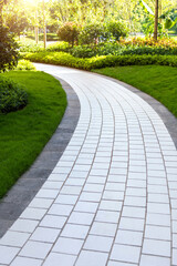 Garden path outside the apartment building