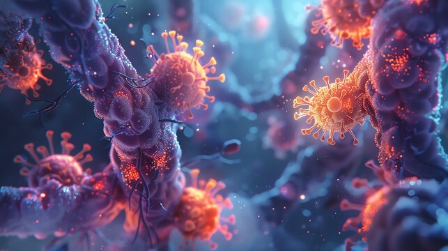 Mechanism of action of bronchodilators in treating asthma illustrated, dark tone background