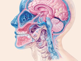Schematic detailing the function of the pituitary gland in hormone regulation - obrazy, fototapety, plakaty