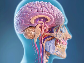 3D of Schematic detailing the function of the pituitary gland in hormone regulation - obrazy, fototapety, plakaty