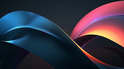blue gradient curved shape black background 3d render