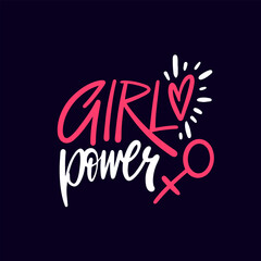 Girl power colorful typography vector lettering quote sign.