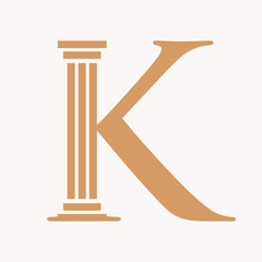 Letter K Law Logo Concept With Pillar Symbol