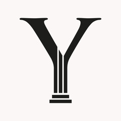 Letter Y Law Logo Concept With Pillar Symbol