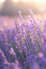 A panoramic view of a captivating lavender field in full bloom - obrazy, fototapety, plakaty