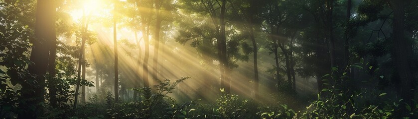 A Sunlight filtering through trees