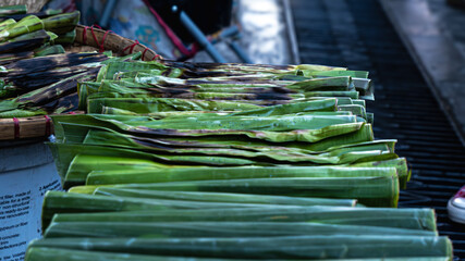 Street food with banana leaf in philipphine