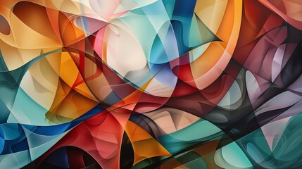 Sophisticated artwork of layered, colorful shapes, each layer adding to the luxury and complexity - obrazy, fototapety, plakaty