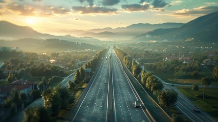 Fototapeta premium photorealistic highway on town background Generated with Ai tools