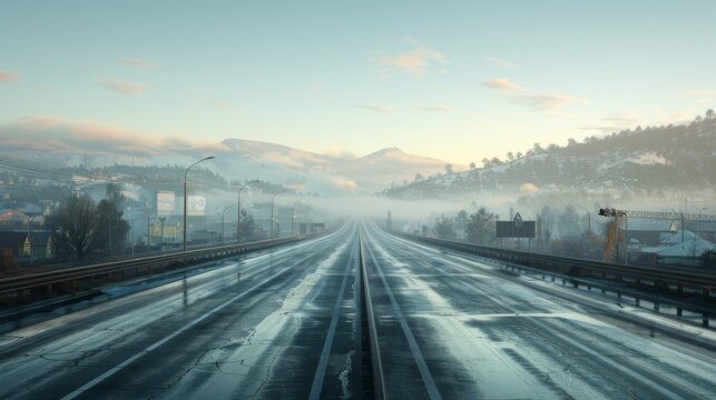 photorealistic highway on town background Generated with Ai tools