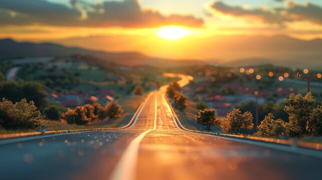 photorealistic highway on town background Generated with Ai tools