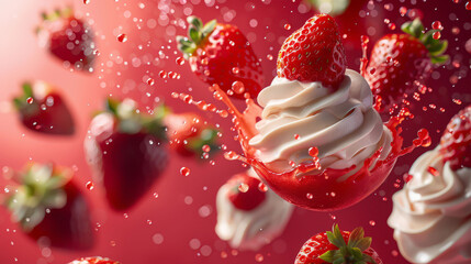 A luxurious treat: a strawberry cream delight. 