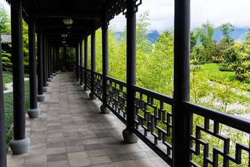 Chinese style classical architecture corridor