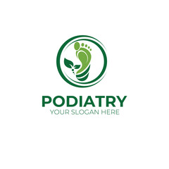 PODIATRY LOGO, FOOT HEALTH, FOOT JOINT HEALTH, FOOT CARE. VECTOR ILLUSTRATION