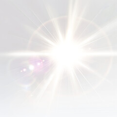 Transparent yellow sunlight special lens flash light effect. Front solar flare lenses