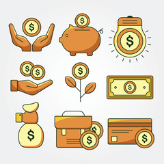 set of finance icon vector illustration design, money growth and saving vector design