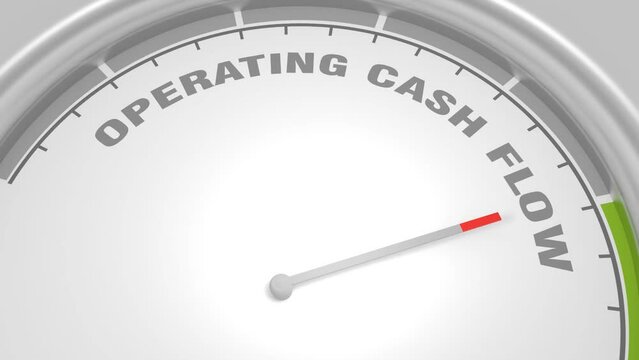 Operating Cash Flow - measure of the amount of cash generated by a company's normal business operations. Instrument scale with arrow. Colorful infographic gauge element.