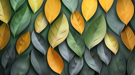 Abstract leaves in the background, a design that celebrates nature's flora. Bright leaf textures create an artwork, a decoration full of life.