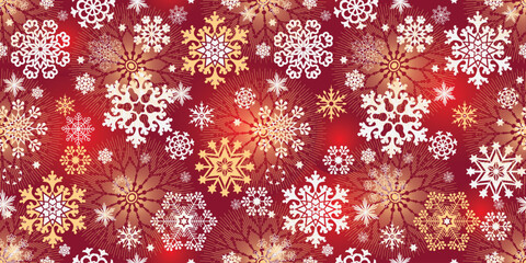 Vector hand drawn Christmas dark blue seamless pattern with snowflakes and stars and butterflies