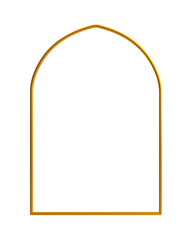 Islamic frame with 3d gold border, gold 3d arab windows frame