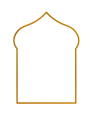 Islamic frame with 3d gold border, gold 3d arab windows frame