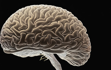 Detailed Brain Illustration: Anatomical Neuroscience Art - obrazy, fototapety, plakaty