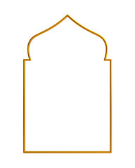 Islamic frame with 3d gold border, gold 3d arab windows frame
