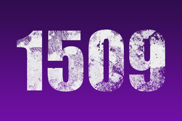 flat white grunge number of 1509 on purple background.