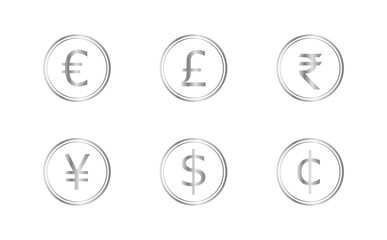 シルバーの6種類の通貨記号